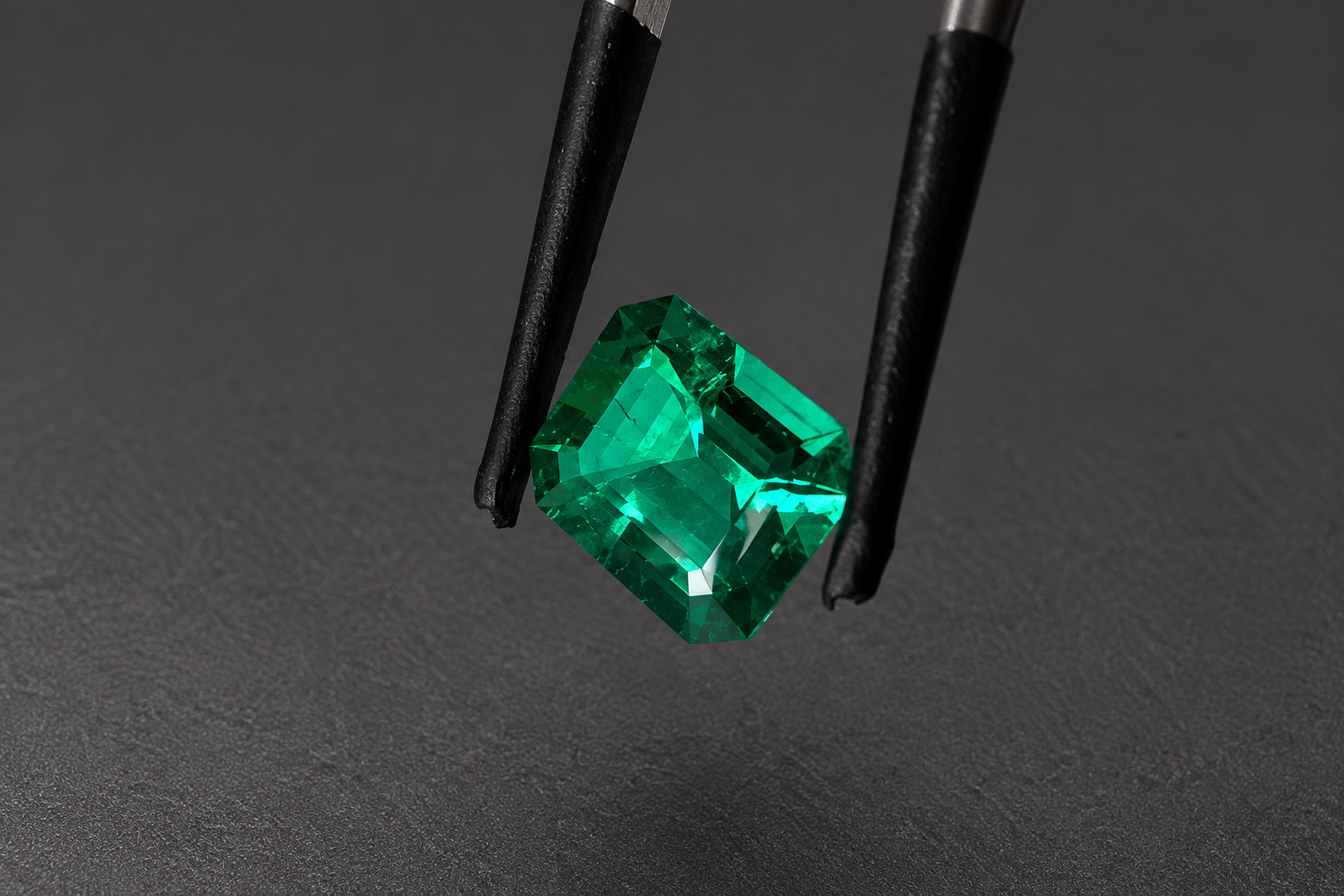 Fine emerald viewed in changing light